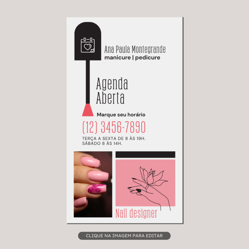 tempalte de story para divulgar de agenda aberta nail designer