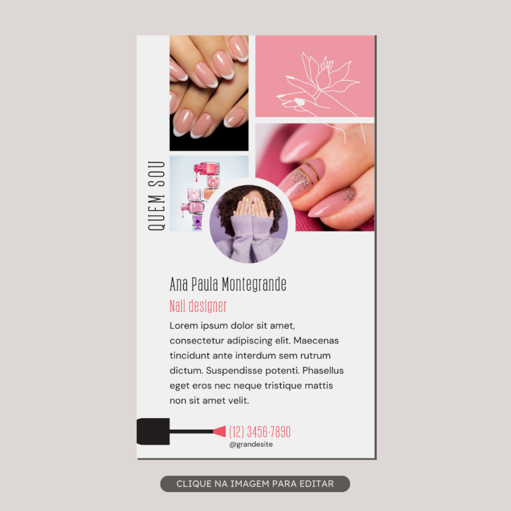 Template story quem sou nail designer
