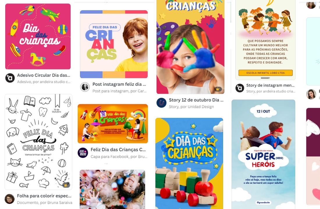 Como ganhar dinheiro com o Canva no Dia das Crianças templates