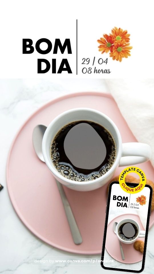 template de bom dia café e flor